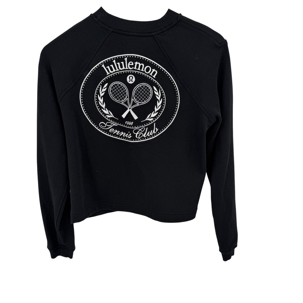 Lululemon Tennis Club Sweatshirt Women Small? Black Graphic Pullover Activewear